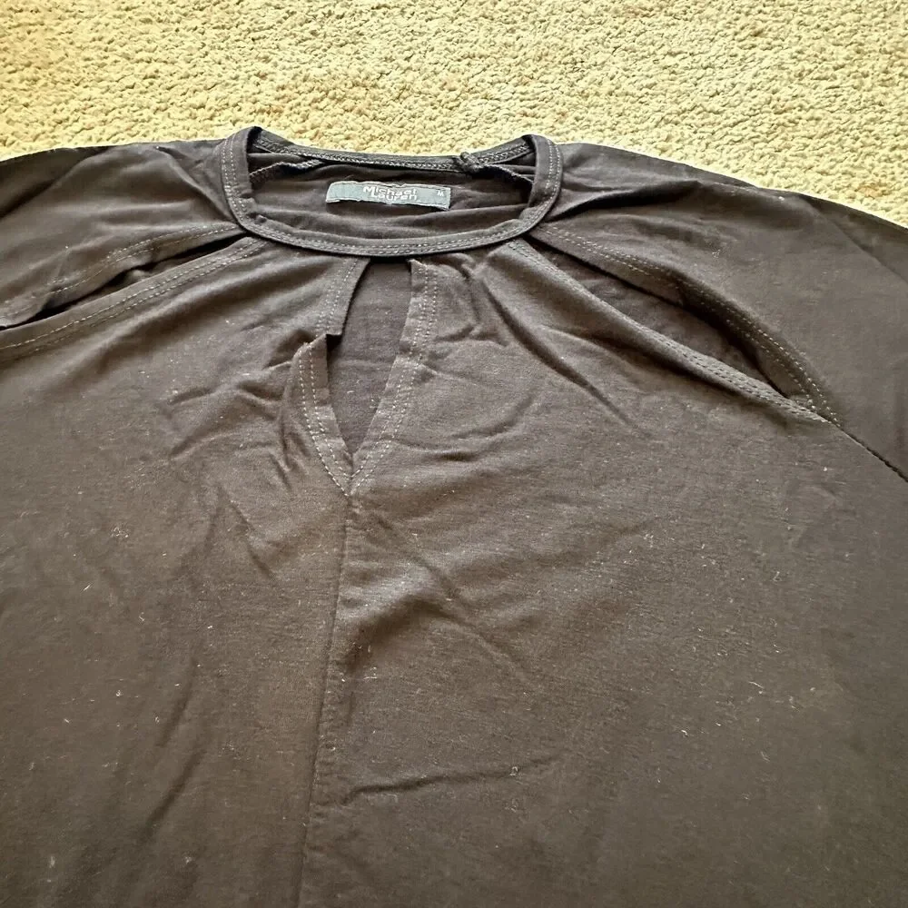 Michale‎ Lauren Women Medium Dress Reef Cut Out Black Shift Mini Long Sleeve NWT